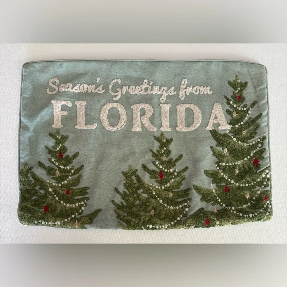 12x18 Season's Greetings from Florida Holiday Throw Pillow Cover